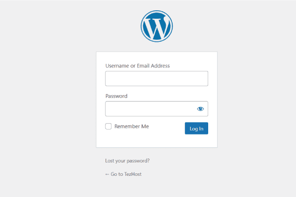 Screenshot of wordpress login screen
