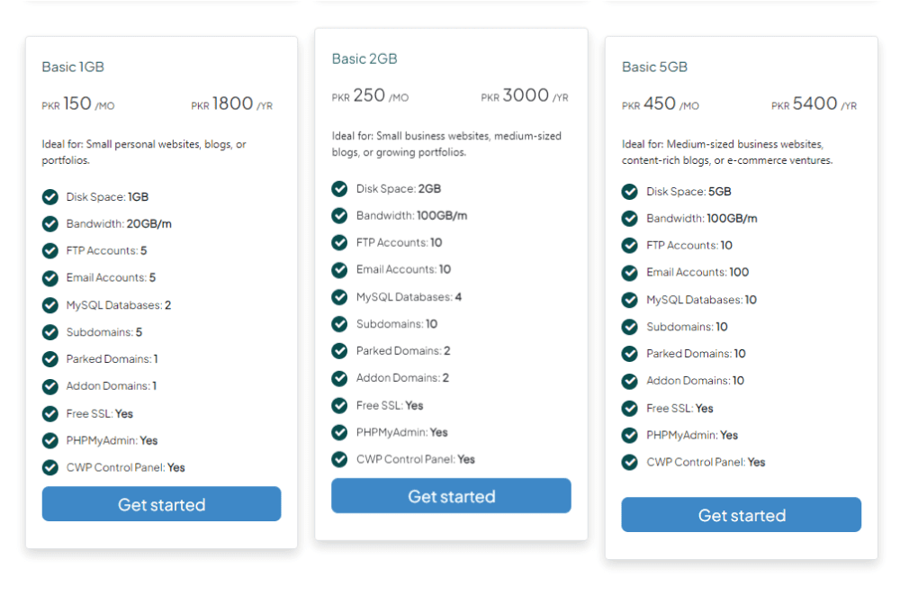 A screenshot of Cheap WordPress Hosting plans by TezHost