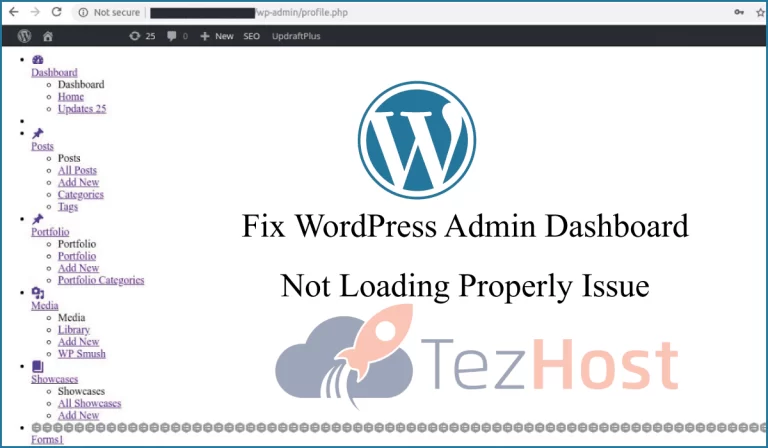WordPress Admin Dashboard not loading