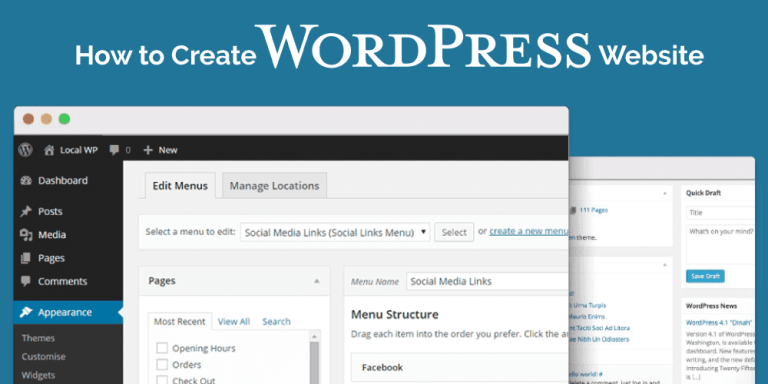 A screenshot of newly installed wordpress combined with a heading "How to Create WordPress Website in Pakistan"