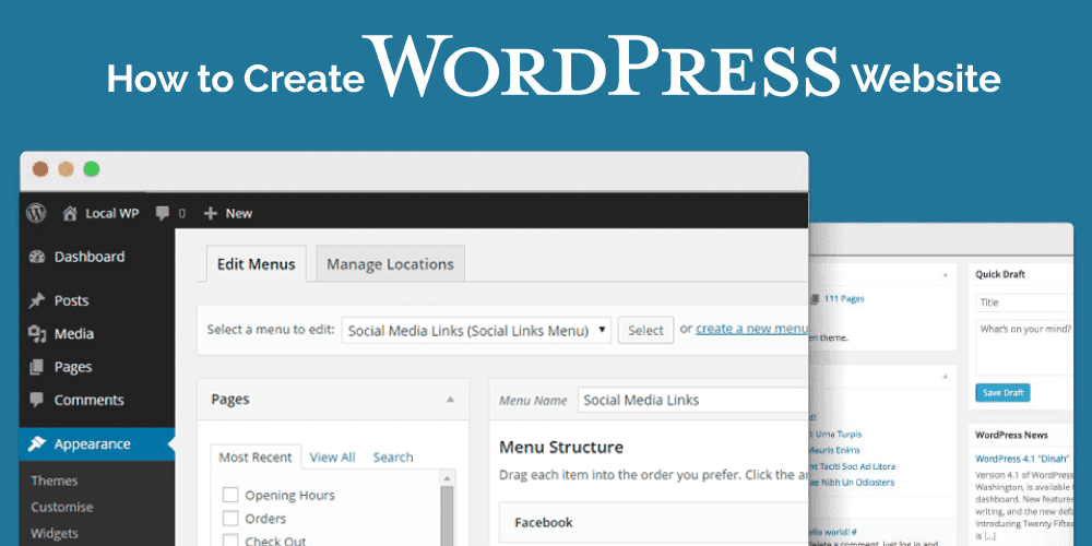 A screenshot of newly installed wordpress combined with a heading "How to Create WordPress Website in Pakistan"